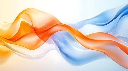 Smooth flowing orange blanc and blue abstract waves with layered depth