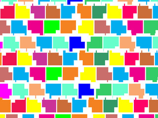 Abstract colorful checkered pattern seamless and confetti, on white background. Bright colorful retro checkered pattern background. Pixel pattern game background.	