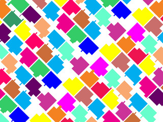 Abstract colorful checkered pattern seamless and confetti, on white background. Bright colorful retro checkered pattern background. Pixel pattern game background.	