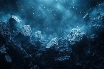 Fototapeta premium dynamic asteroids floating against a dark cosmic backdrop showcasing intricate textures and shapes ideal for a scifi themed project or educational visual