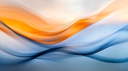 Minimal abstract waves of orange blanc and blue with a sleek flowing look