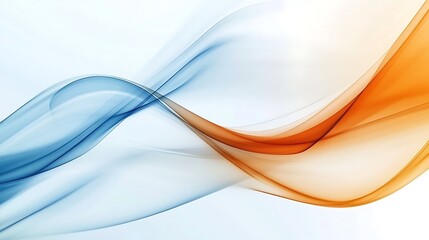 Minimal abstract waves of orange blanc and blue with a sleek flowing look