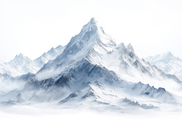 Majestic snow capped mountain range in winter