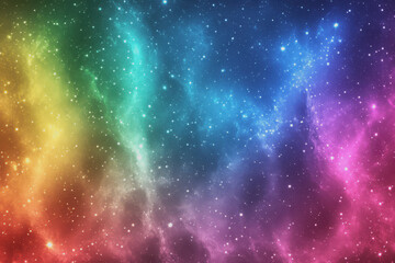 Fototapeta premium The bright night sky is a rainbow of colors blending perfectly. Stars twinkle in different shades.