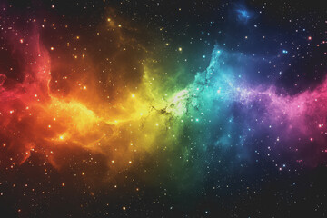 Fototapeta premium The bright night sky is a rainbow of colors blending perfectly. Stars twinkle in different shades.