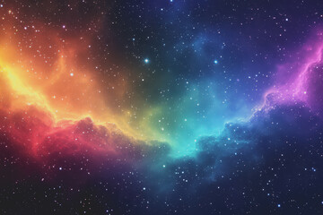 Obraz premium The bright night sky is a rainbow of colors blending perfectly. Stars twinkle in different shades.