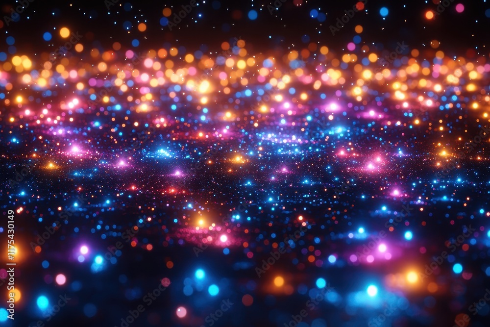 Poster colorful abstract lights create a mesmerizing cosmic effect in a dark setting during a digital art d