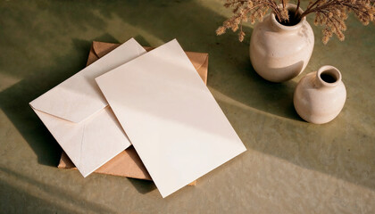 Rustic Envelopes and Cards with Ceramic Decor