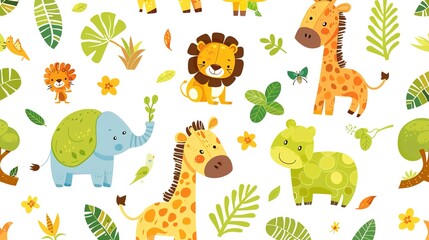 Fototapeta premium jungle safari seamless pattern wallpaper