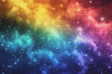 Naklejka premium The bright night sky is a rainbow of colors blending perfectly. Stars twinkle in different shades.