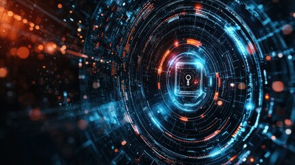 Obraz premium Digital Security System: Futuristic Cyberspace Lock