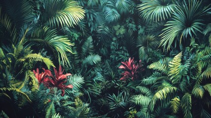 Fototapeta premium Lush jungle flora exploration tropical rainforest nature rich environment close-up view botanical diversity