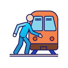 Man boarding train
