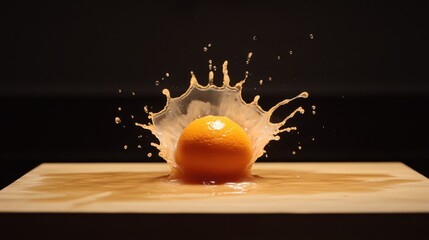 Fresh Orange Splashing in Water with Dramatic Backlighting Effect