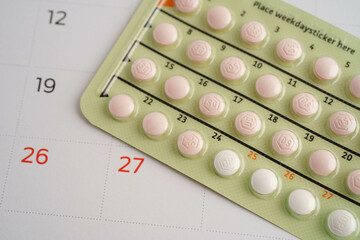 Birth control pills for female of ovulation day, fetus, maternity, childbirth, birth control.