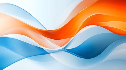 Fototapeta premium Dynamic orange blanc and blue abstract wave layers forming a vibrant background