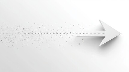 A minimalist dashed arrow indicating a path on a clean white background