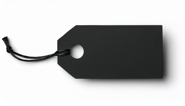 Elegant Black Hang Tag with String Loop for Premium Branding and Product Labeling, Featuring a Minimalist Design and Durable Finish