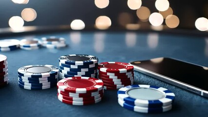Digital Gambling Setup with Smartphone App Interface and Chips