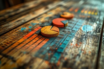 Visualisation of statistical data using histograms, pie and line charts, and mathematical symbols. Generative AI