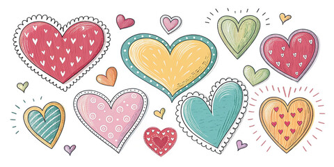 Elegant Hand-Drawn Hearts for Love and Affection