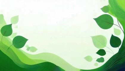 Abstract Green Leafy Landscape with Flowing Lines and Minimalist Organic Design for Eco Friendly Branding or Nature-Themed Artwork