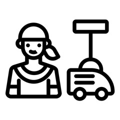 Man Doing Vacuum Icon