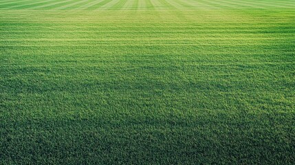Obraz premium Lush green grass field with visible stripes creating an ideal setting for sports and outdoor backgrounds, providing a fresh and natural feel