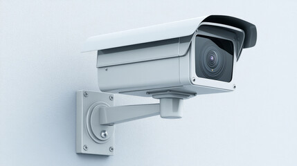 This security camera is mounted on a wall, designed for monitoring activity in a building. Its sleek design enhances its functionality while maintaining a discreet presence