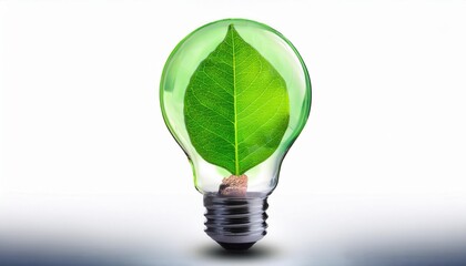 Sustainable Green Energy Symbolized by a Vibrant Leaf Inside a Transparent Light Bulb Highlighting Eco-Friendly Concepts and Renewable Solutions