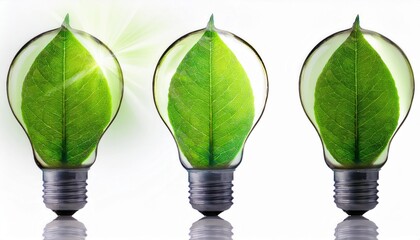 Sustainable Green Energy Symbolized by a Vibrant Leaf Inside a Transparent Light Bulb Highlighting Eco-Friendly Concepts and Renewable Solutions