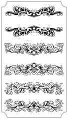 Set of vintage border ornament vector design element isolated in white background