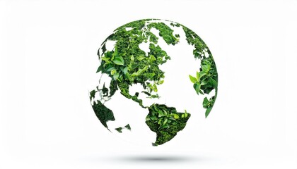 Fototapeta premium Globe made of lush green leaves symbolizing sustainability, environmental preservation, and eco friendly practices for a greener planet