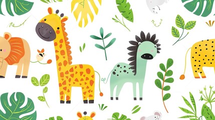 jungle safari seamless pattern wallpaper