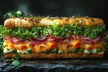 Delicious Smoked Salmon Sandwich with Radishes and Pesto