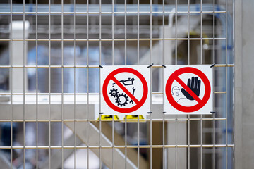 Safety waring labels machine in service no entry