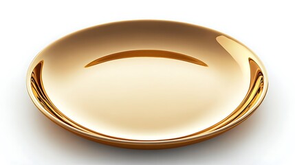 A gold empty plate on a white background.