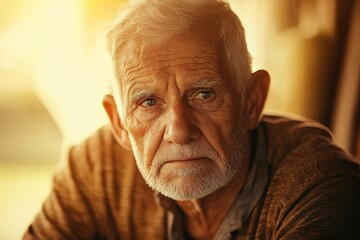 Elderly man gazes thoughtfully, capturing wisdom and resilience
