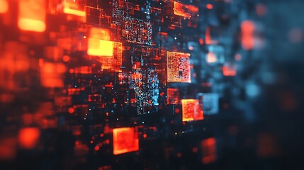 Abstract Digital Data Stream Glowing Red And Blue