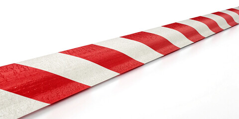 Obraz premium A Horizontal Red and White Caution Tape Isolated on a White Background for Safety