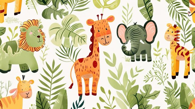 jungle safari seamless pattern wallpaper