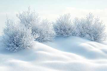 Fototapeta premium Snow covered bushes in a winter landscape