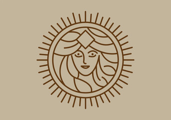 Athena the goddess black vector icon line logo illustration design isolated background