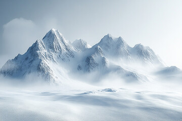 Majestic Snow Covered Mountain Range In Winter