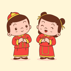 The little boy and girl in chinese new year