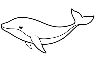 Line Art of a Whale Swimming - Vector Illustration, Marine Life Design