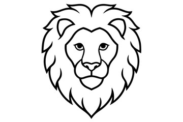 Fototapeta premium Lion Head Line Art Vector - Isolated on White Background SVG File