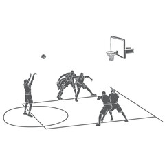 silhouette vector of free throw in basketball game © rahmat