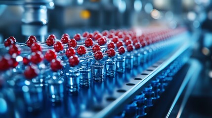 Fototapeta premium Molecular assembly line showing step-by-step construction of nanostructures