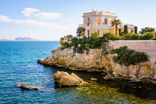 Marseille, France - May 19, 2018: The villa La Petite Ourse, formerly named La Joconde, is one of the famous "Folies" of Marseille seashore, these pleasure palaces built in the XIXth century.